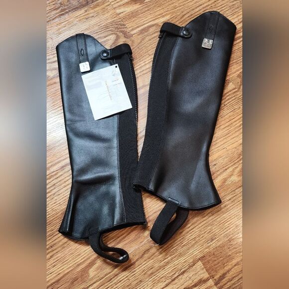 NWT Black Leather Half Chaps Unisex Size Small - Picture 8 of 16